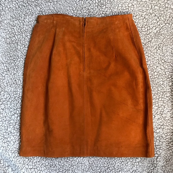 BRANDON THOMAS | Vintage Orange 100% Leather Skirt - Picture 5 of 6